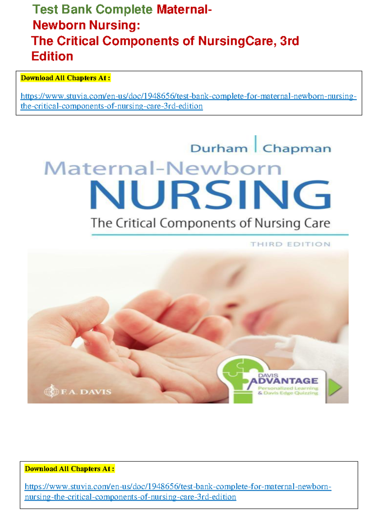 Test Bank Maternal-Newborn Nursing The Critical Components Of Nursing ...