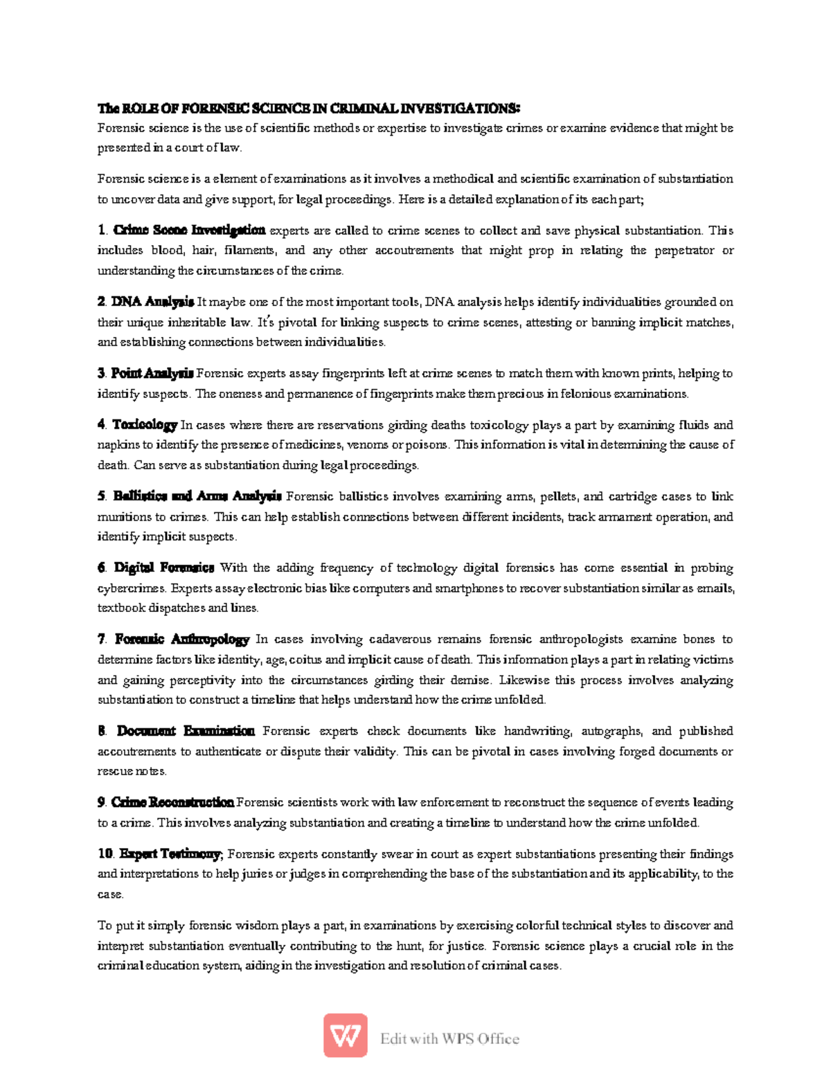 7. The ROLE OF Forensic Science IN Criminal Investigations - The ROLE ...