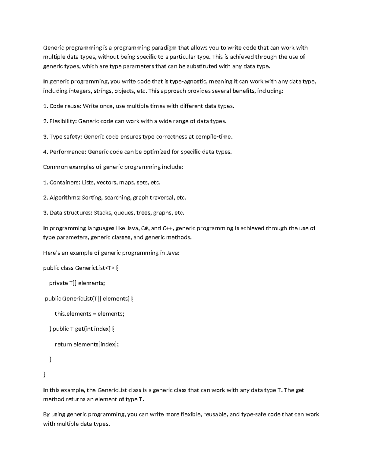 Generic programming basic - Generic programming is a programming ...