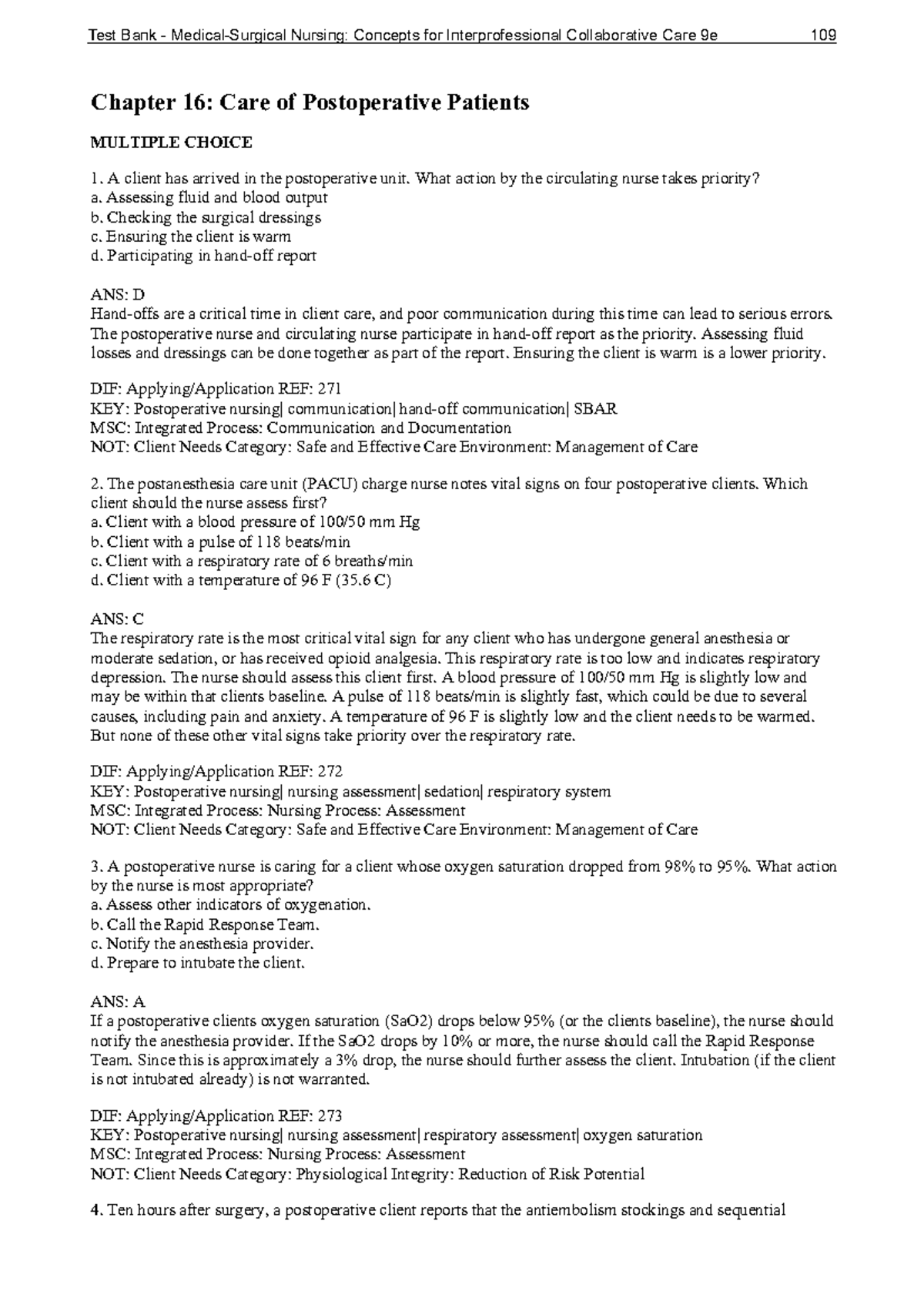 Chapter 16 Care Of Postoperative Patients - Chapter 16: Care Of ...