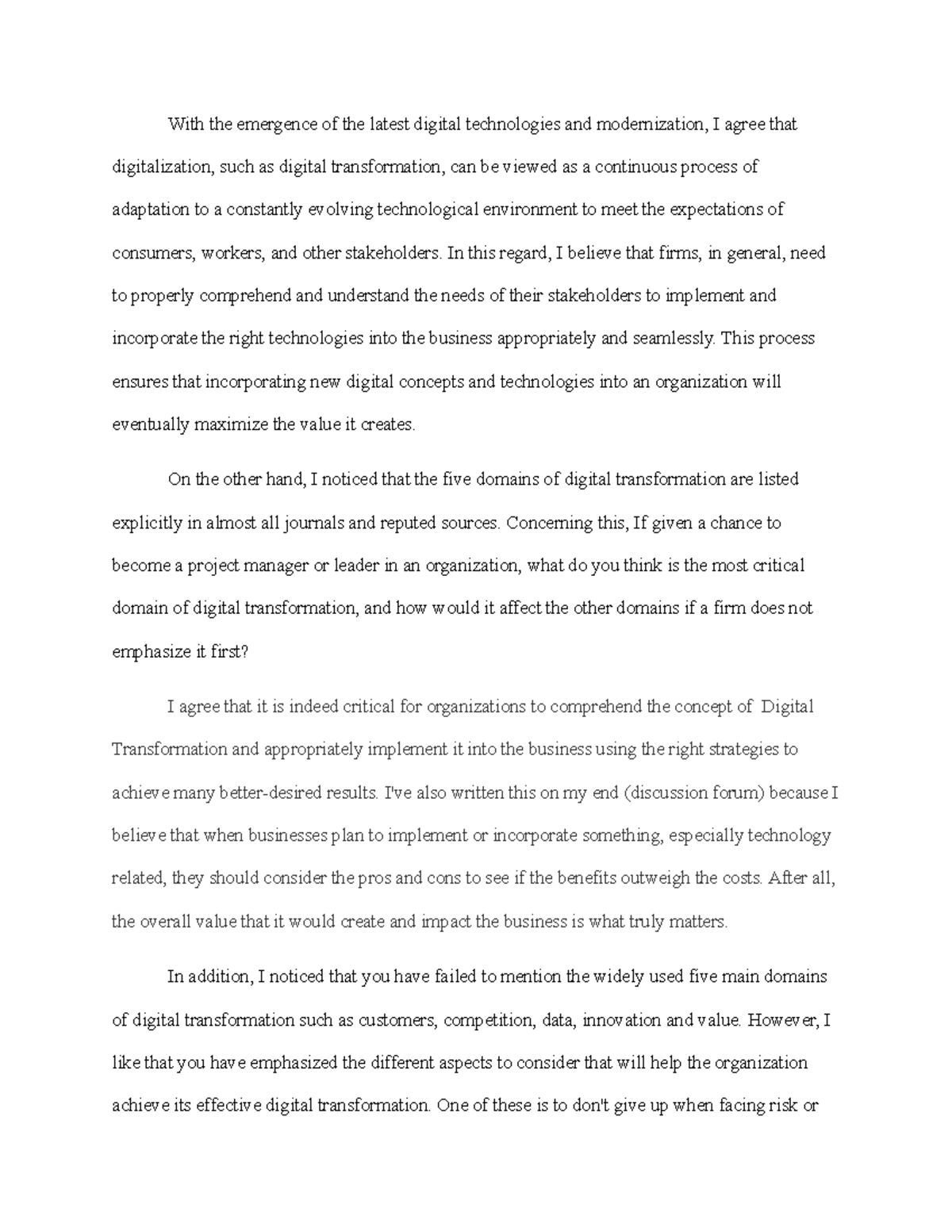 What is digital transformation, and what are the main domains of this ...