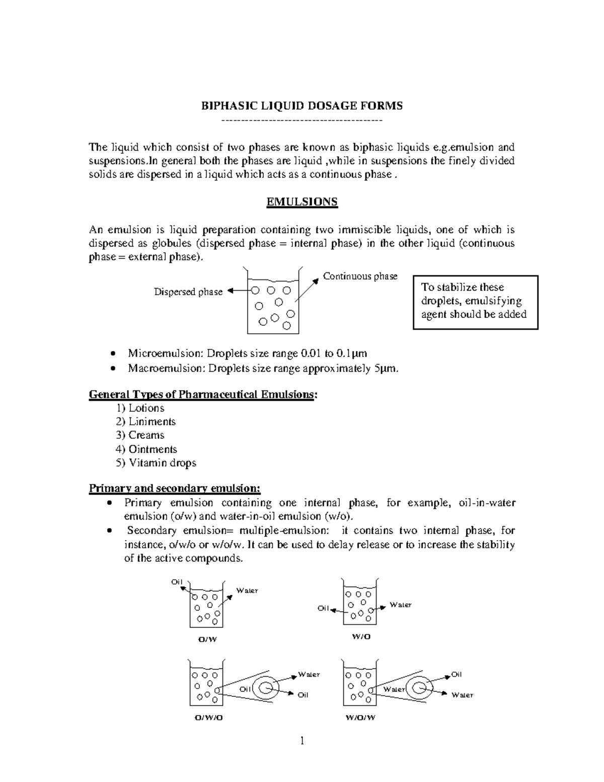 Biphasic Liquid Dosage form Pharmaceutics Notes BIPHASIC LIQUID