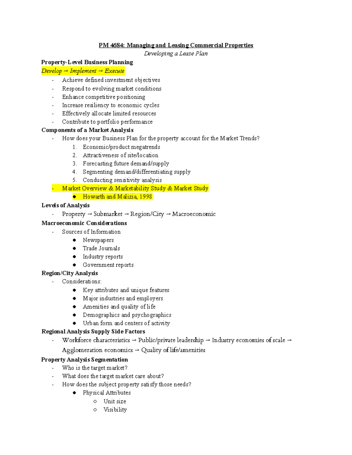 Developing a Lease Plan - PM 4684: Managing and Leasing Commercial ...