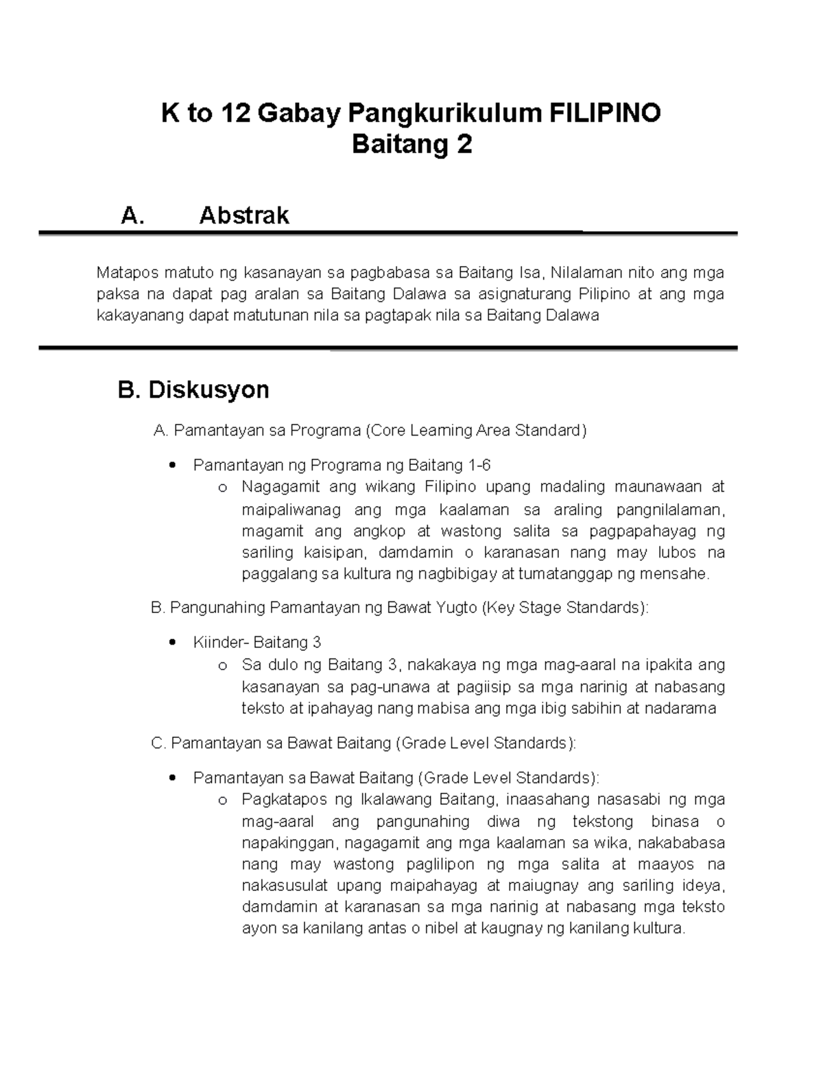 Ang Pagtuturo Ng Filipino Sa Elementarya - Filipino Baitang 2 - K To 12 ...