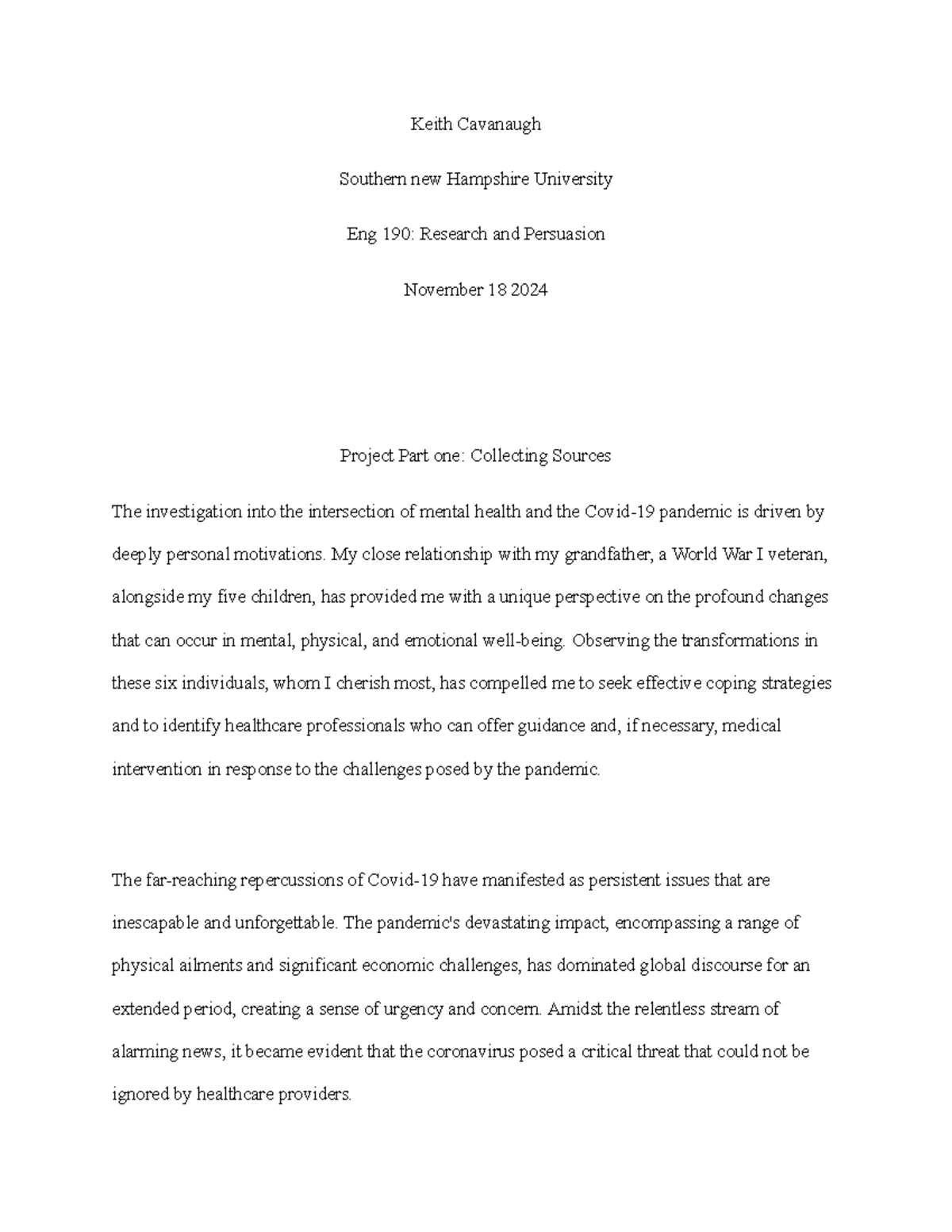 Document - Paper - Keith Cavanaugh Southern new Hampshire University ...
