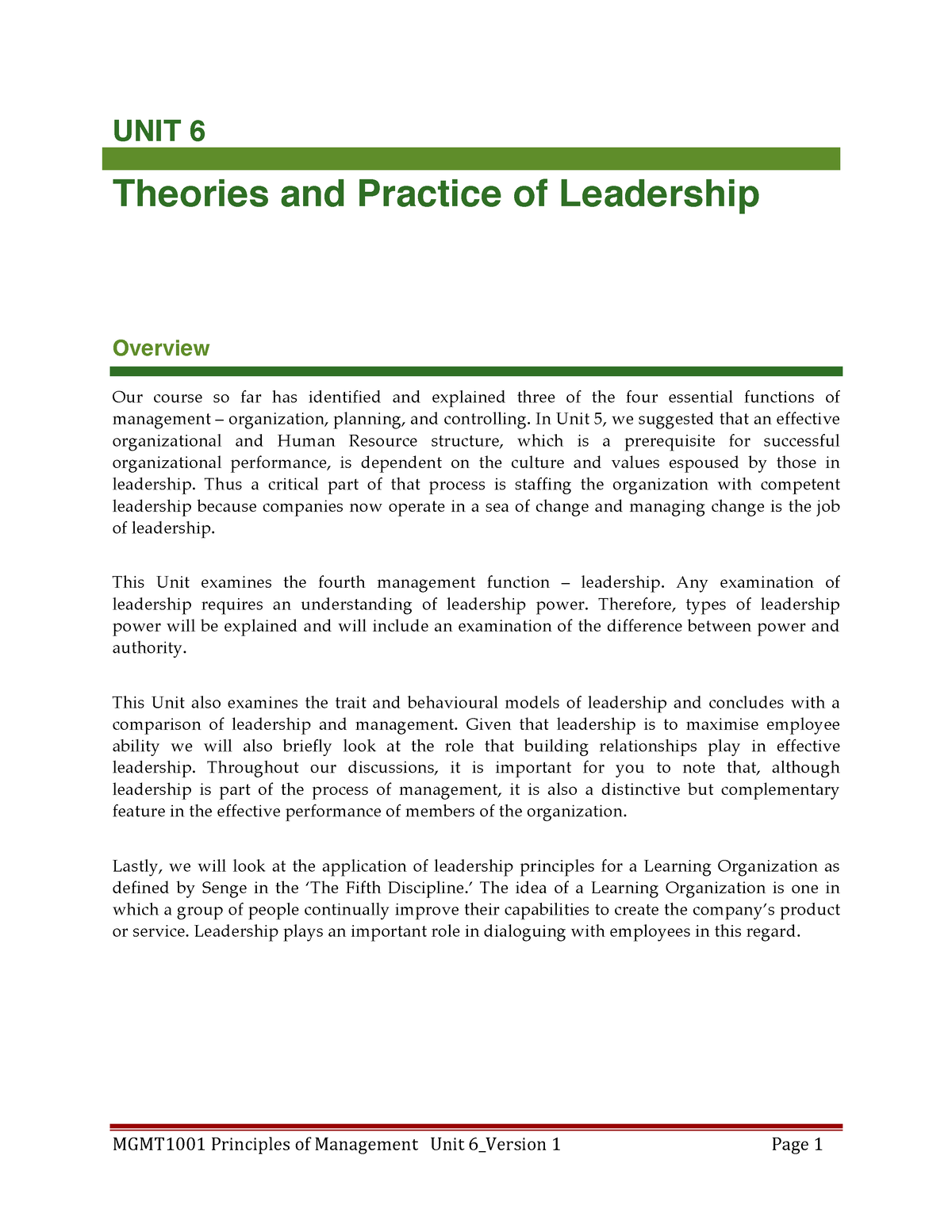 leadership theory and practice case study answers