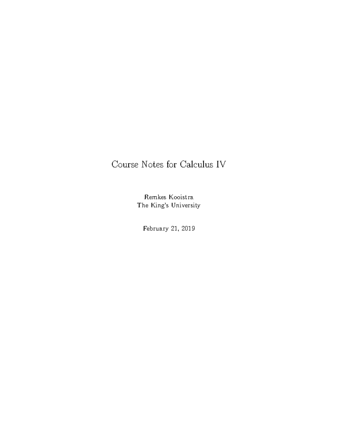 Notes-calculusiv - These are lecture notes for Calculus IV - Course ...