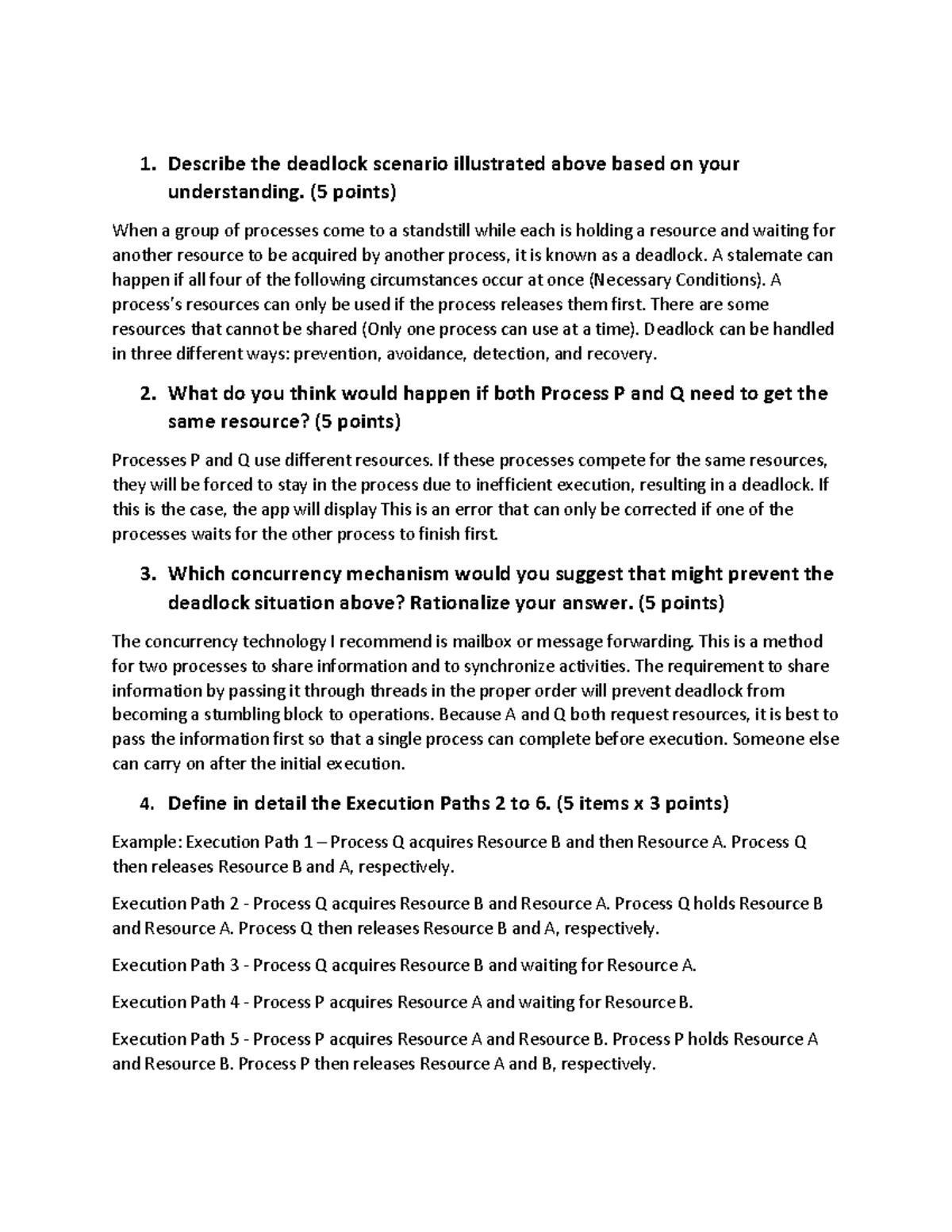 Describe the deadlock scenario illustrated above based on your