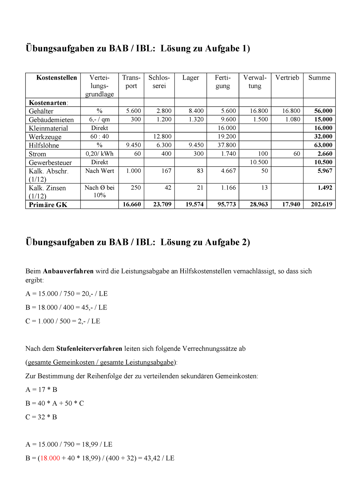 DBM KLR Uebungsaufgaben 5 BAB Lösung - Übungsaufgaben Zu BAB / IBL ...