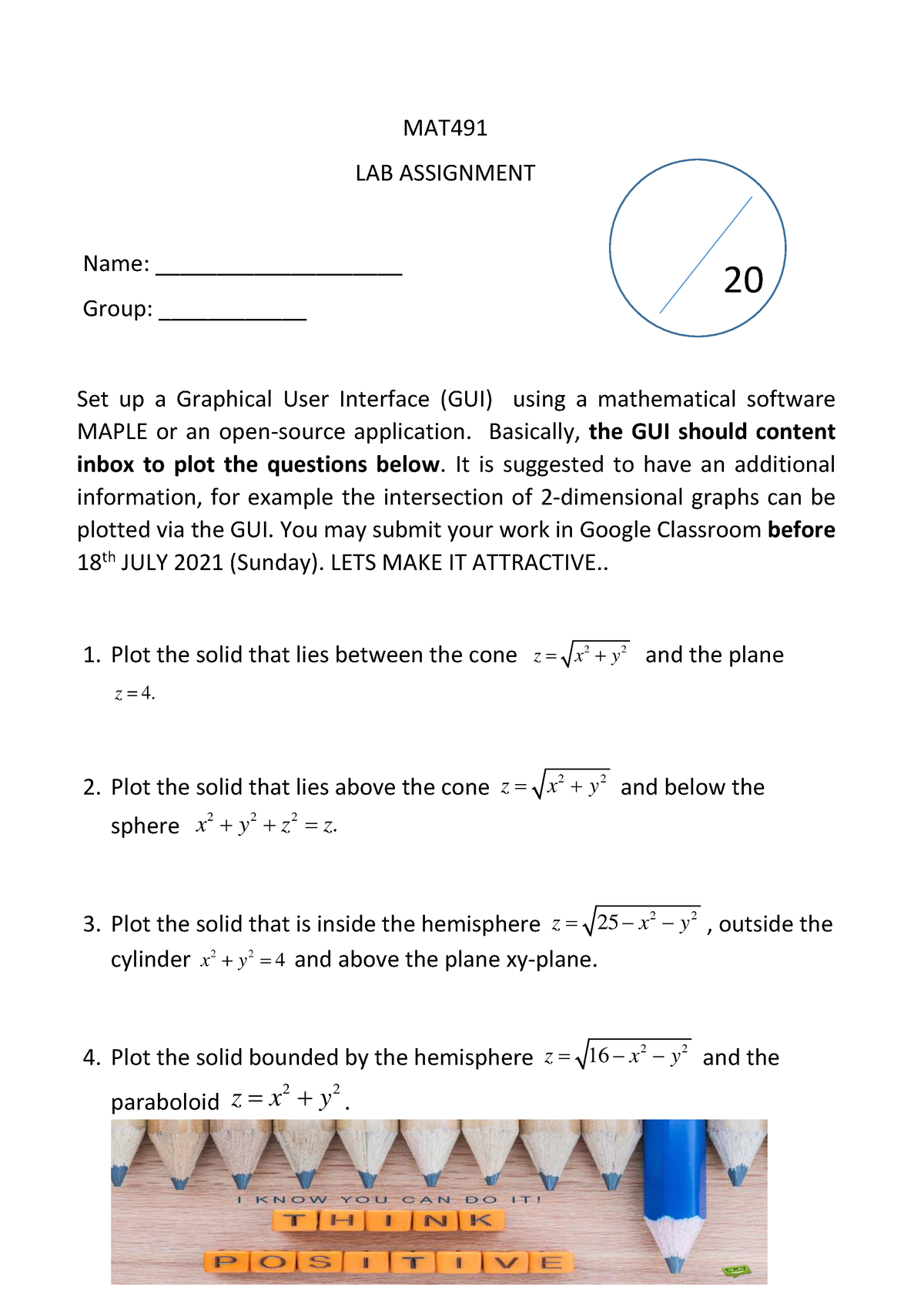 lab assignment mat491