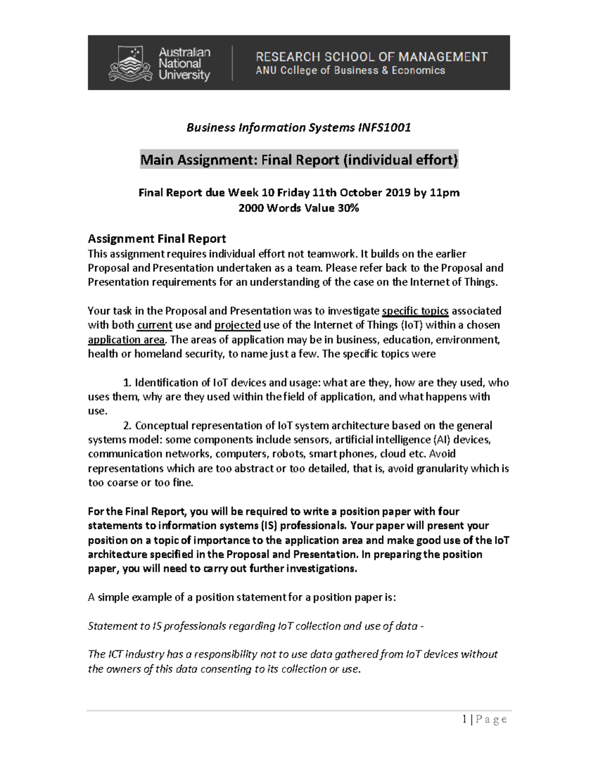BIS Assignment Final Report 2019 - Warning: TT: undefined function: 32 ...