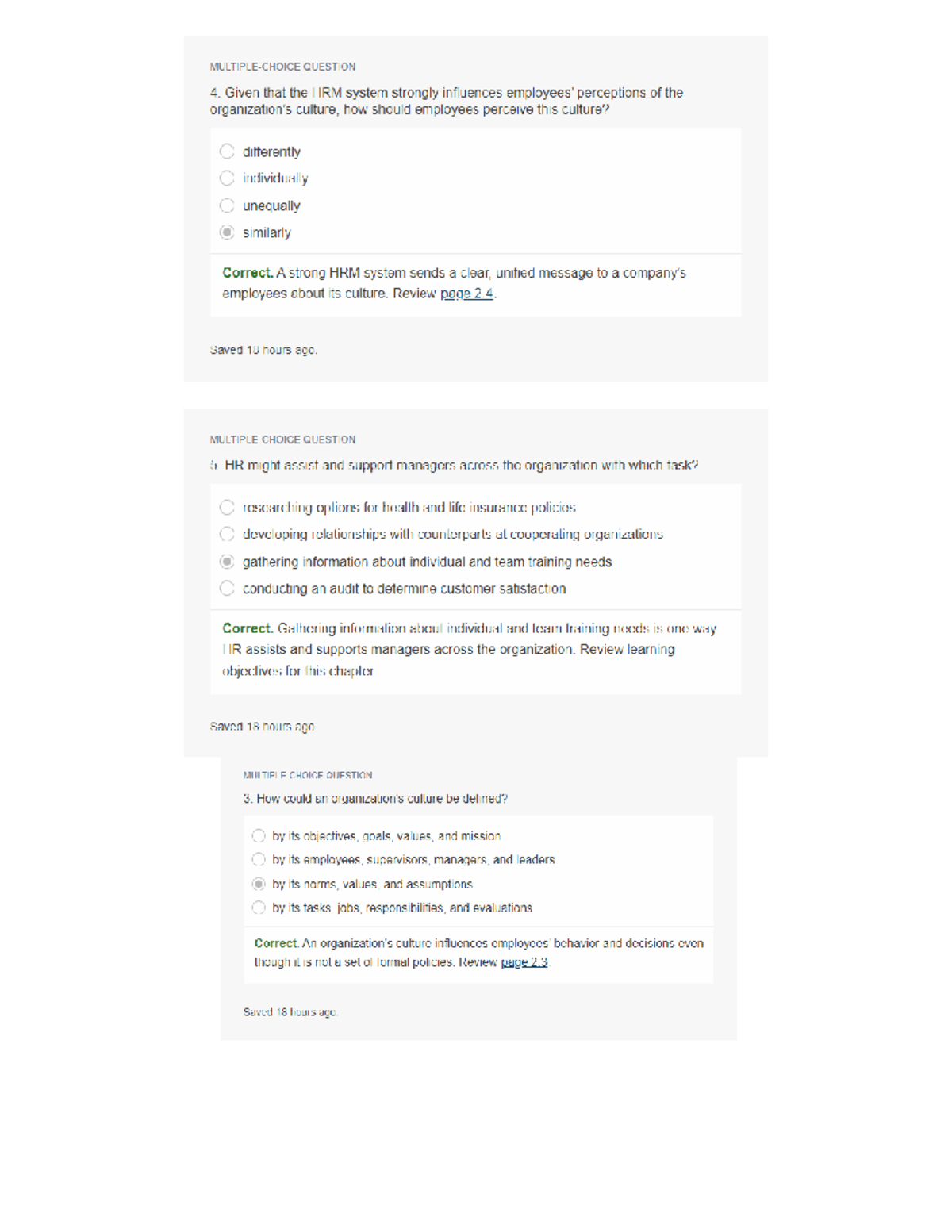 Managing Human Capital Ch2 Quiz - QUESTION 4. Given that the HRM system ...