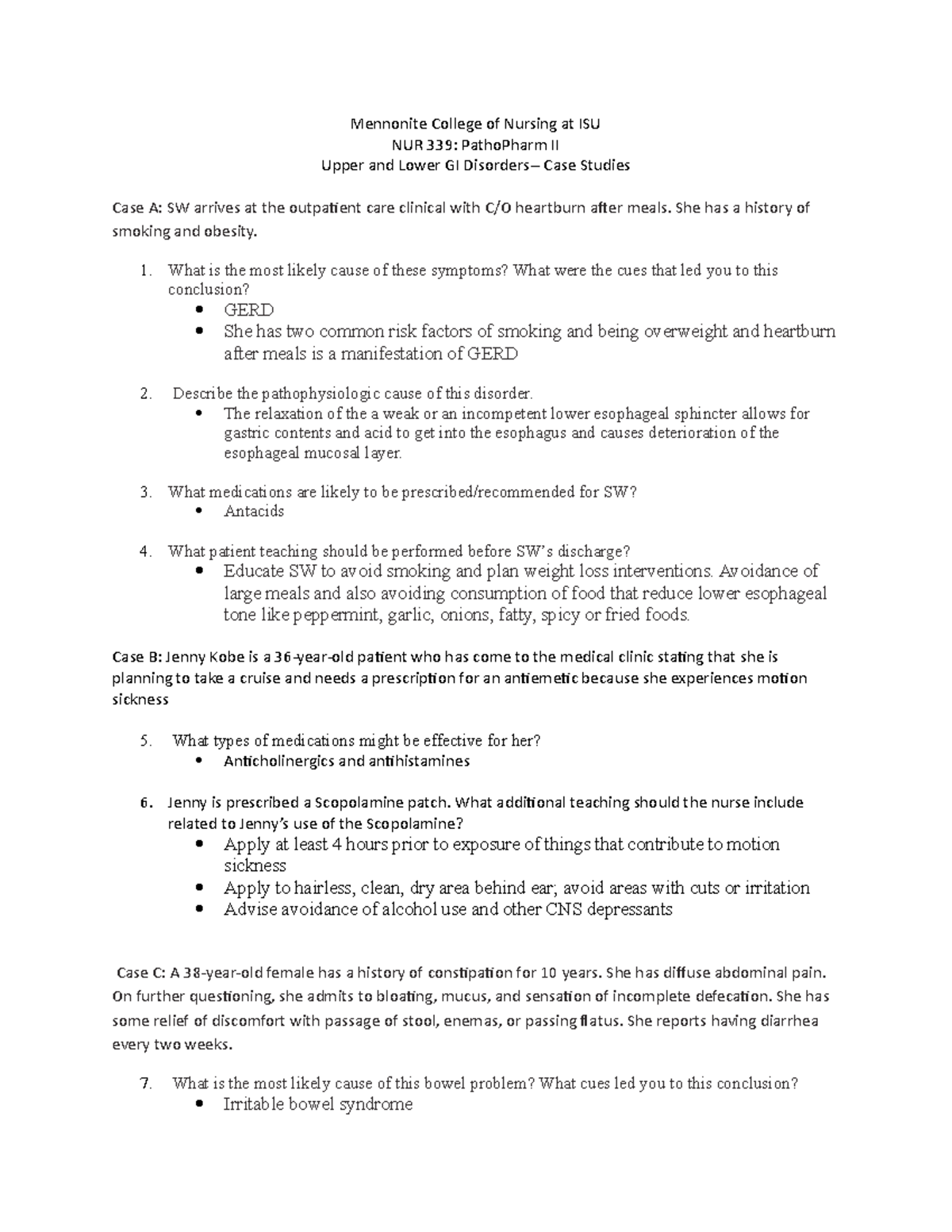 GI+case+studies+Upper+and+Lower+GI+disorders F 20 - Mennonite College ...