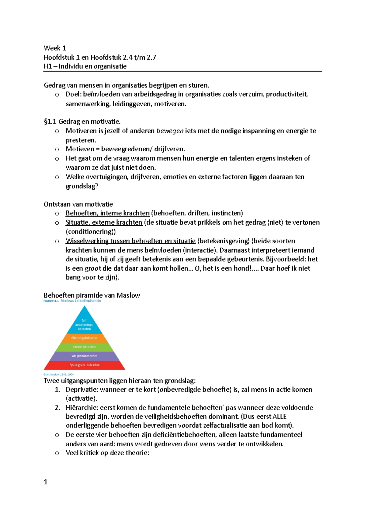 Gedrag In Organisaties - Samenvatting - Week 1 Hoofdstuk 1 En Hoofdstuk ...