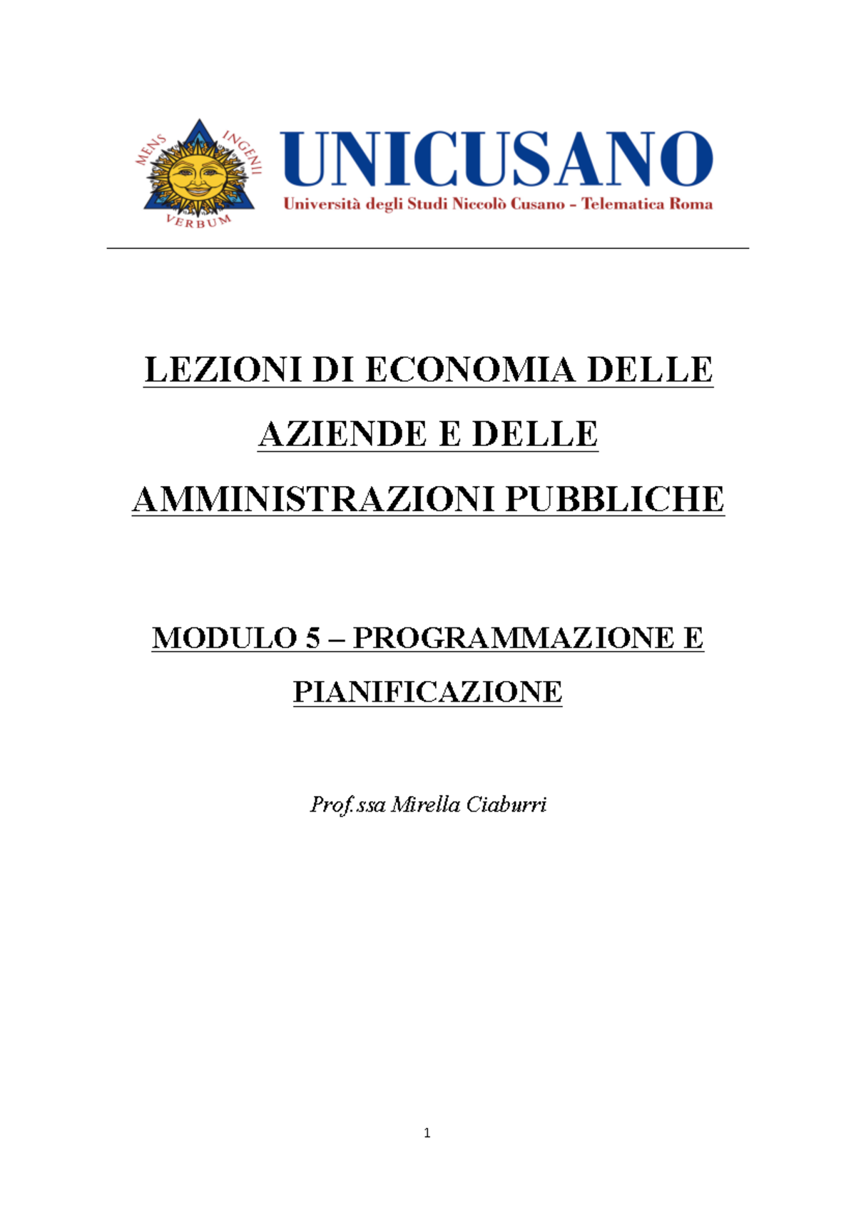 LEZIONI UNICUSANO SCARICA
