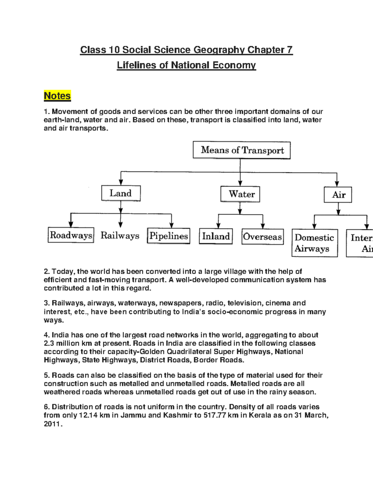 Class 10 Geography Chapter 7- Consolidated Study Material - Class 10 ...