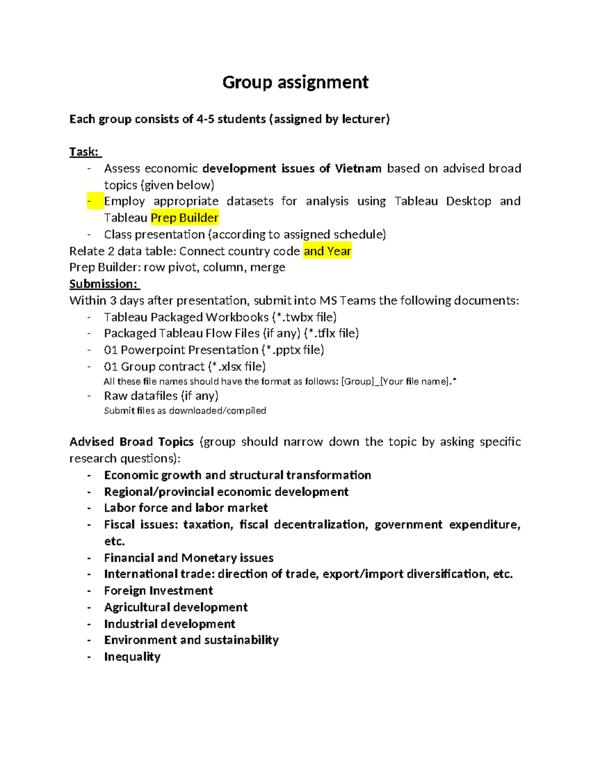 Group assignment - Group assignment Each group consists of 4-5 students ...