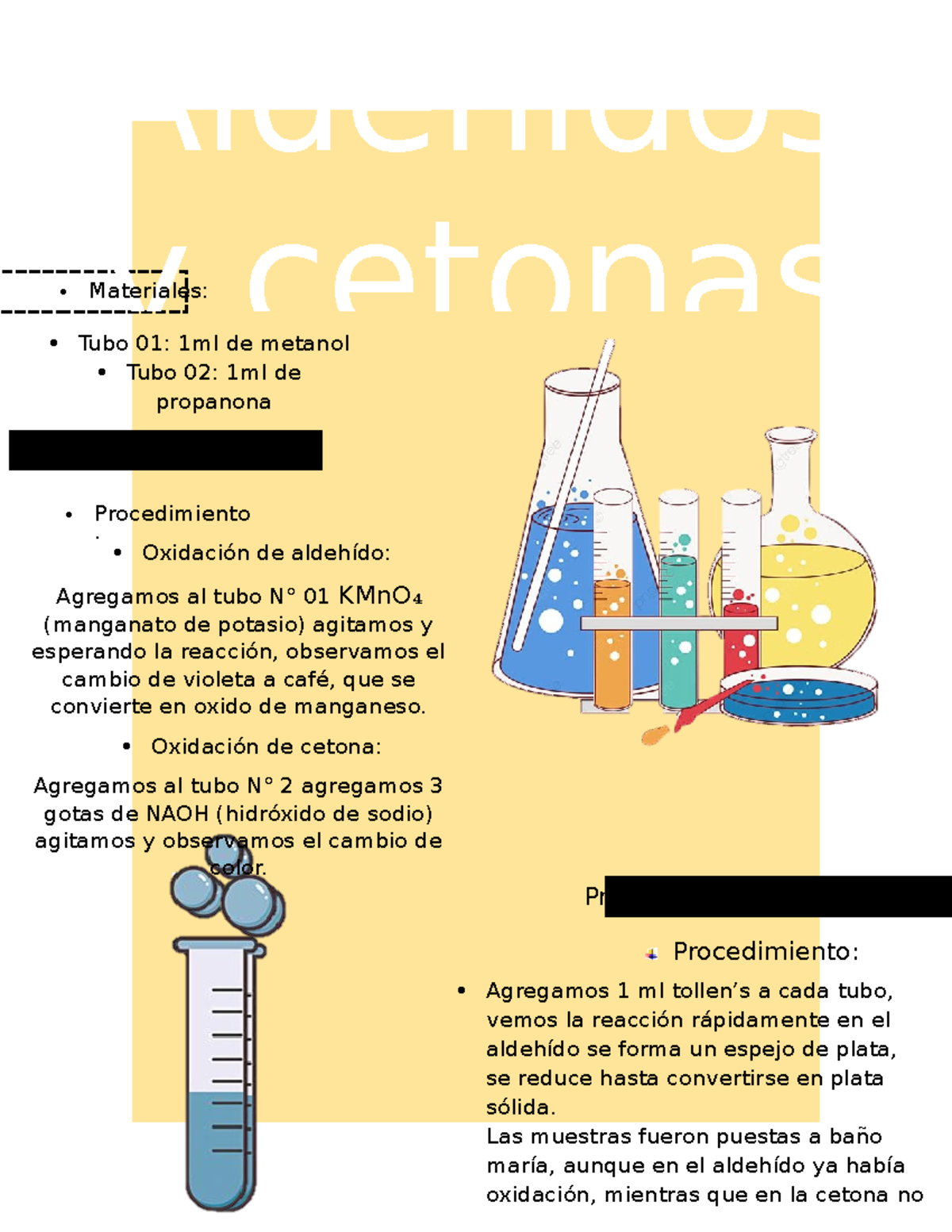 Aldeh Dos Y Cetonas Apunte Aldeh Dos Y Cetonas Agregamos Ml Tollens A Cada Tubo Vemos La