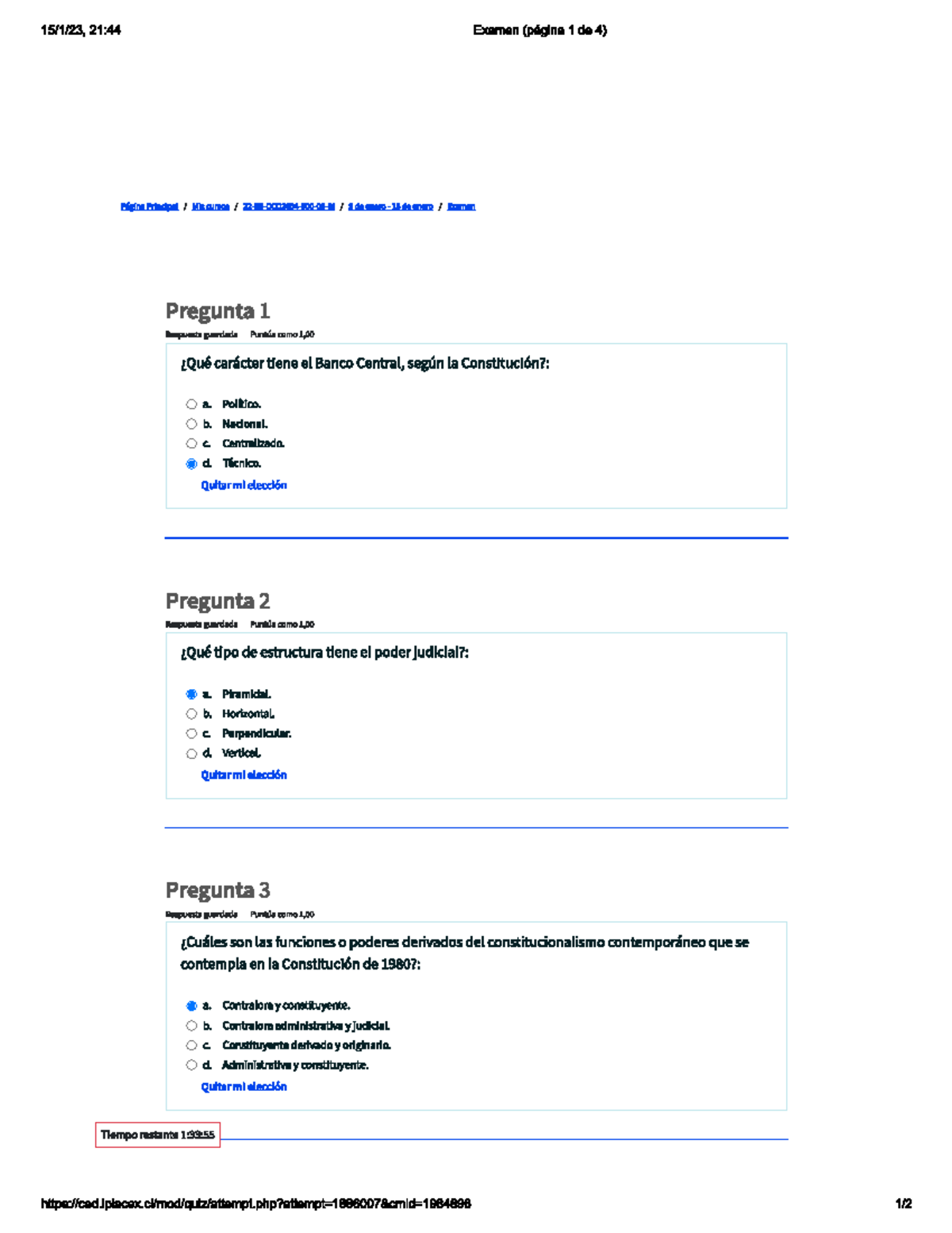Examen Derecho const pag 1 - Derecho Constitucional - Studocu