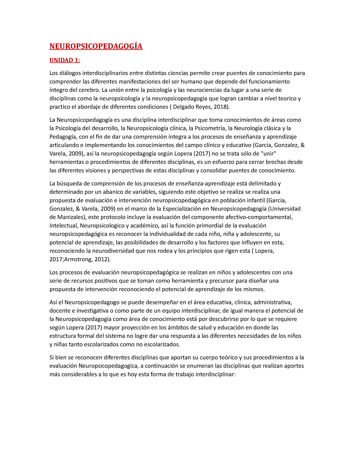 NeuropsicopedagogíA GUIA DE Estudio (2) - NEUROPSICOPEDAGOGÍA UNIDAD 1 ...