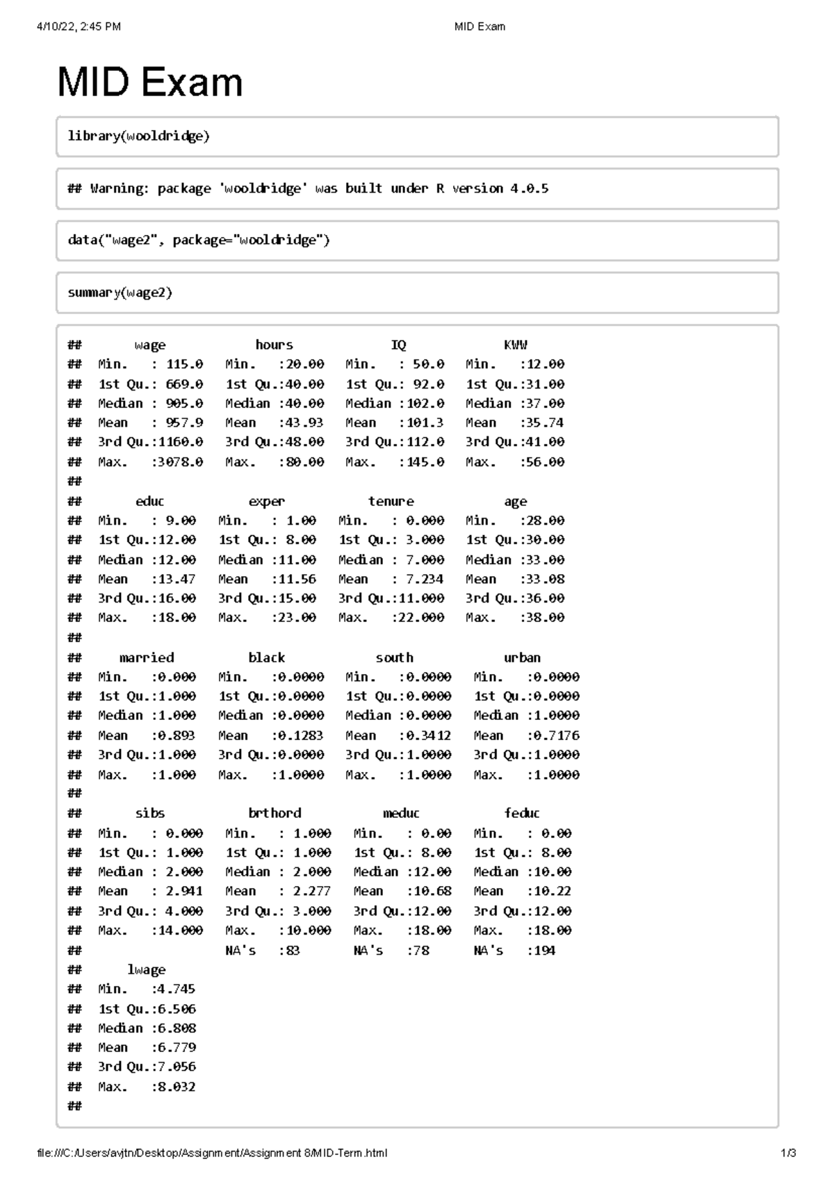 MID Exam - Some R codes with solutions - 4/10/22, 2:45 PM MID Exam ...
