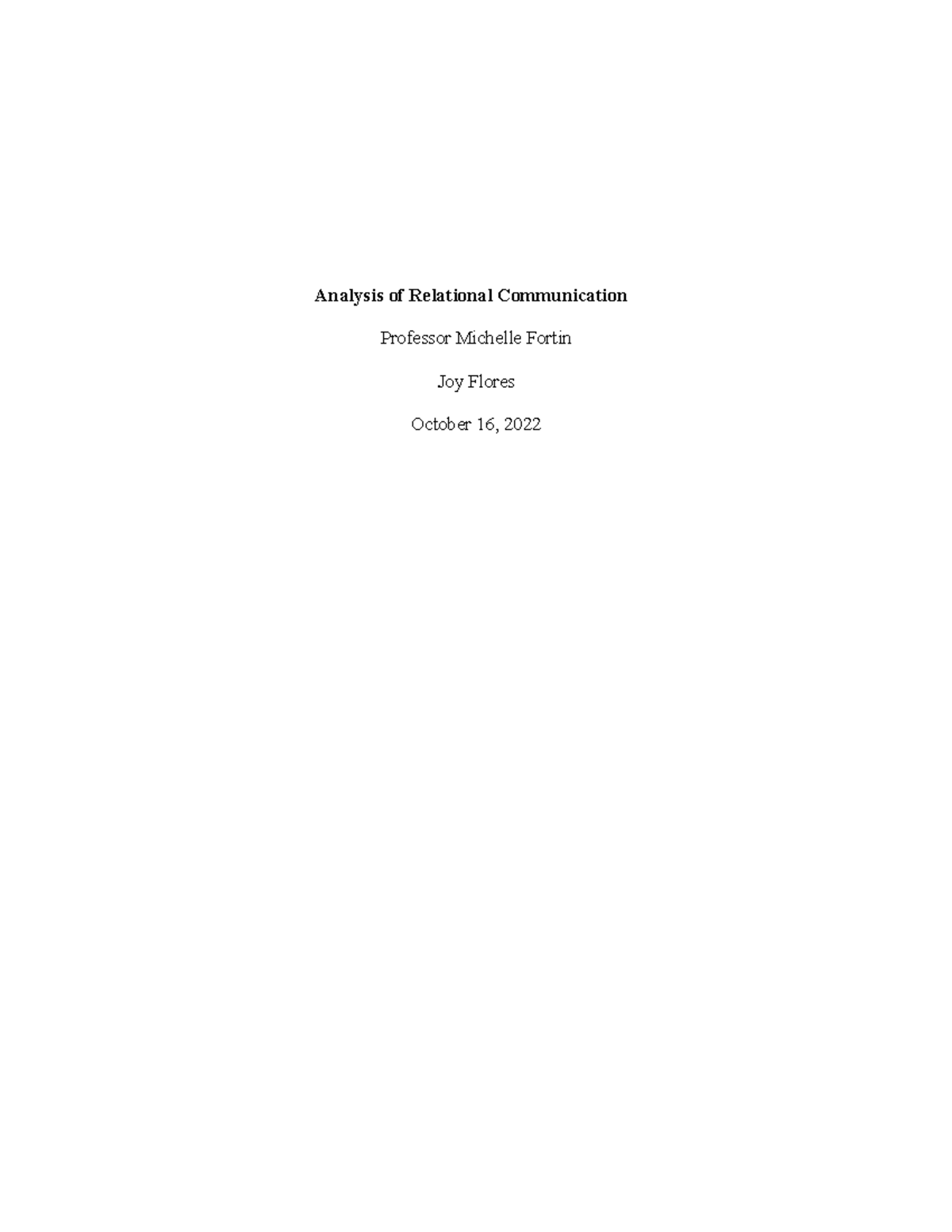 Analysis of Relational Communication - Analysis of Relational ...