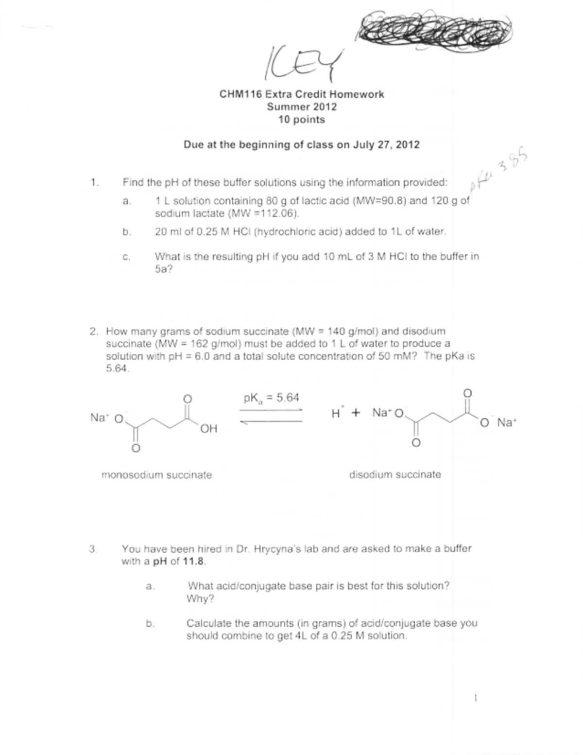 EC Buffers Key 2012 - biochemistry - Studocu