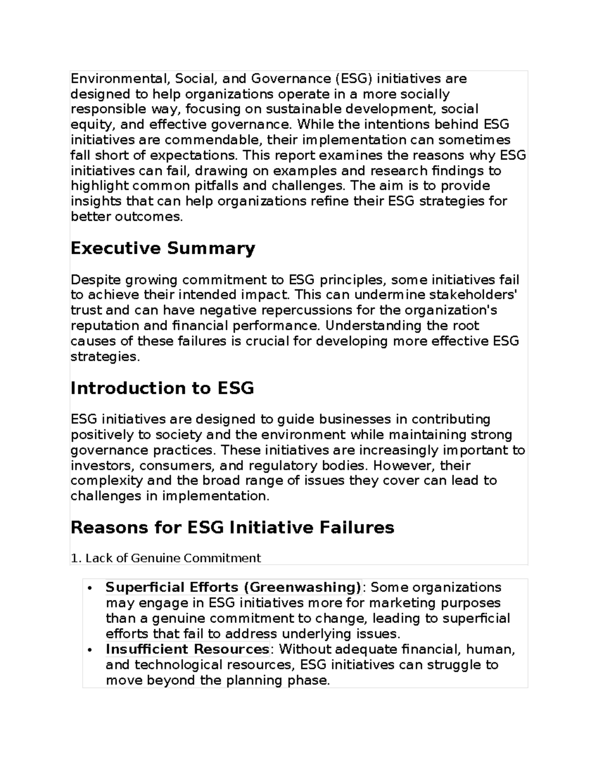 ESG Failures - Environmental, Social, and Governance (ESG) initiatives ...