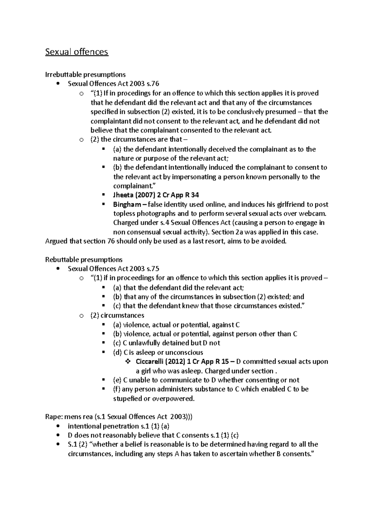 Criminal Law - Sexual Offences - Sexual Offences Irrebuttable ...