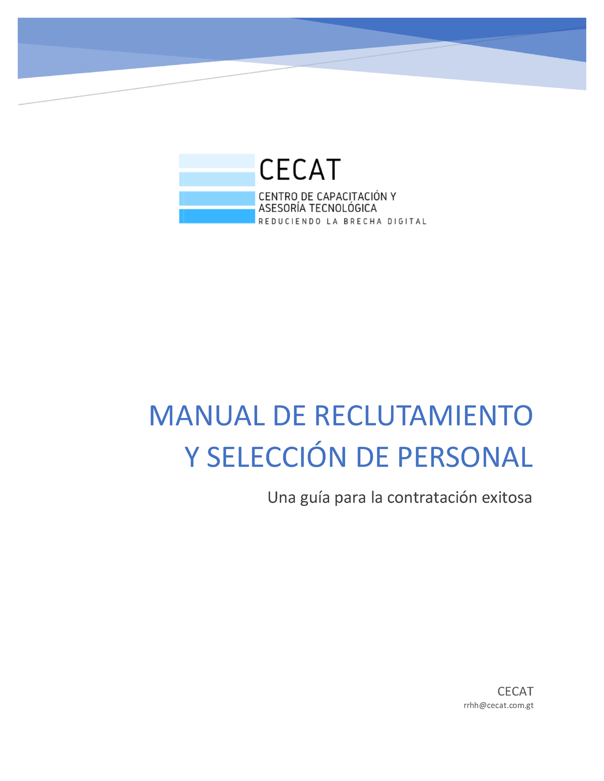 Cecat Manual De Reclutamiento Y Selecci N De Personal - MANUAL DE ...