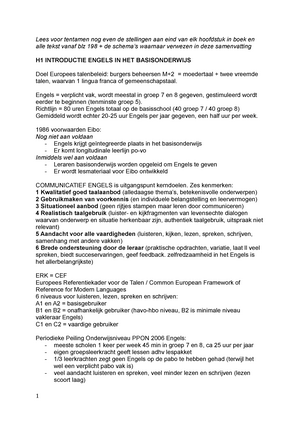 D.w.z Kelder waterbestendig Engels in het Basisonderwijs - samenvatting H 1-7 - 2000VEVV16 - StudeerSnel
