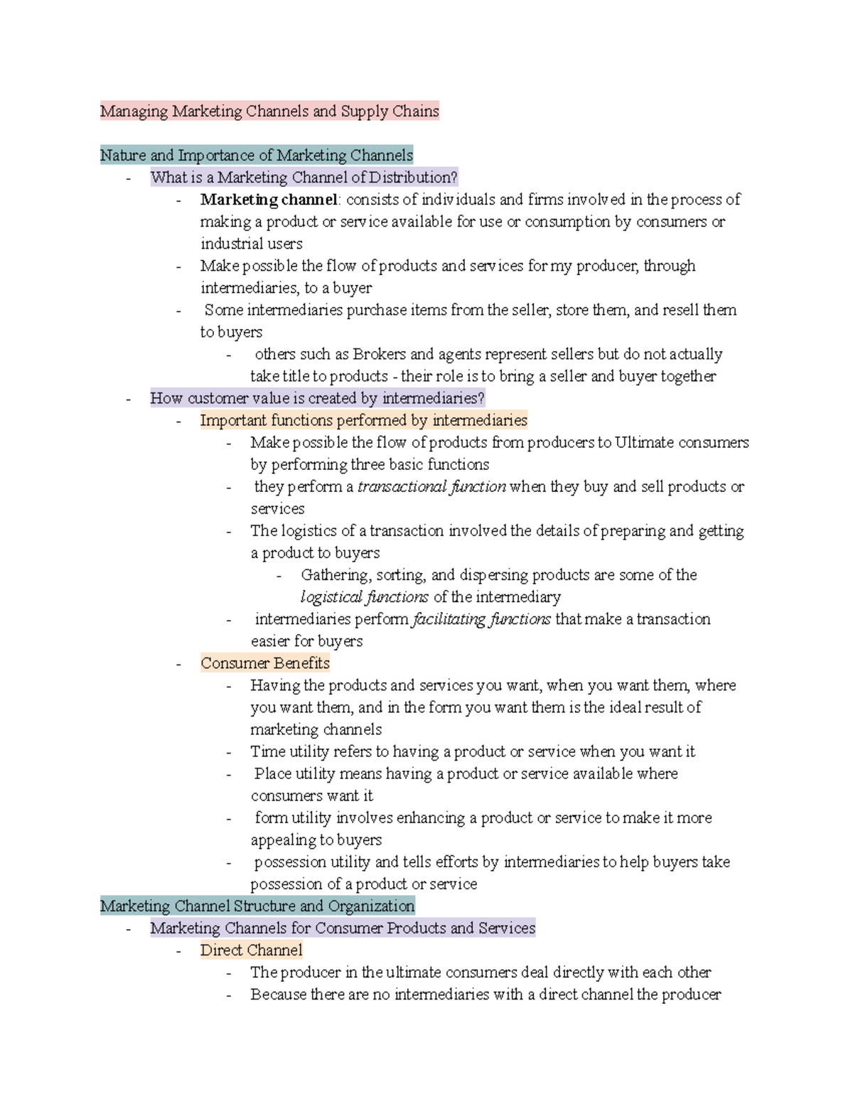 Managing Marketing Channels and Supply Chains - Studocu