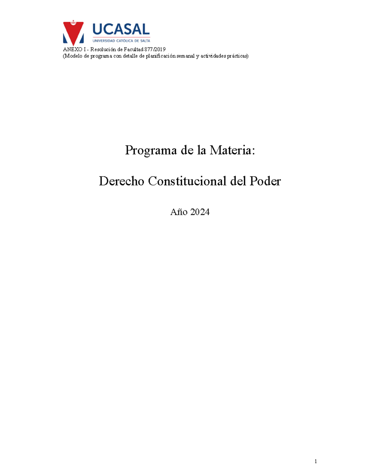 Programa AÑO 2024 Derecho Constitucional DEL Poder - ANEXO I ...