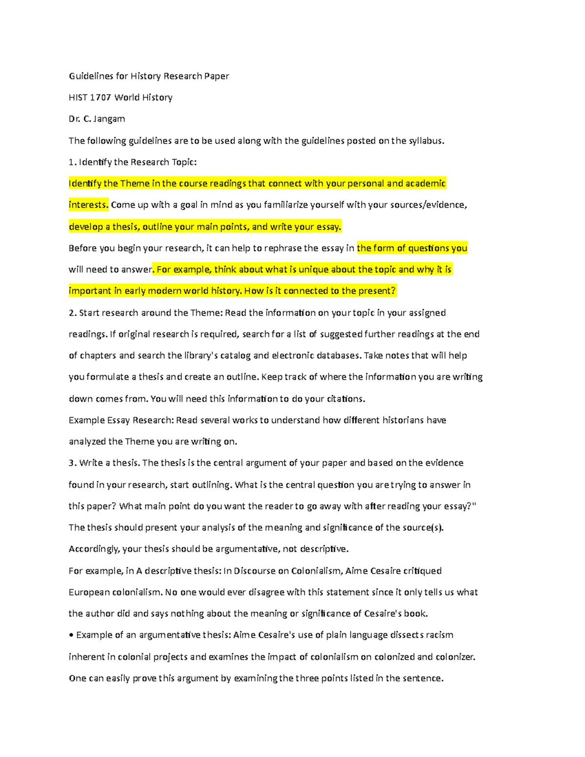 Guidelines for hist1707a essay - Guidelines for History Research Paper ...