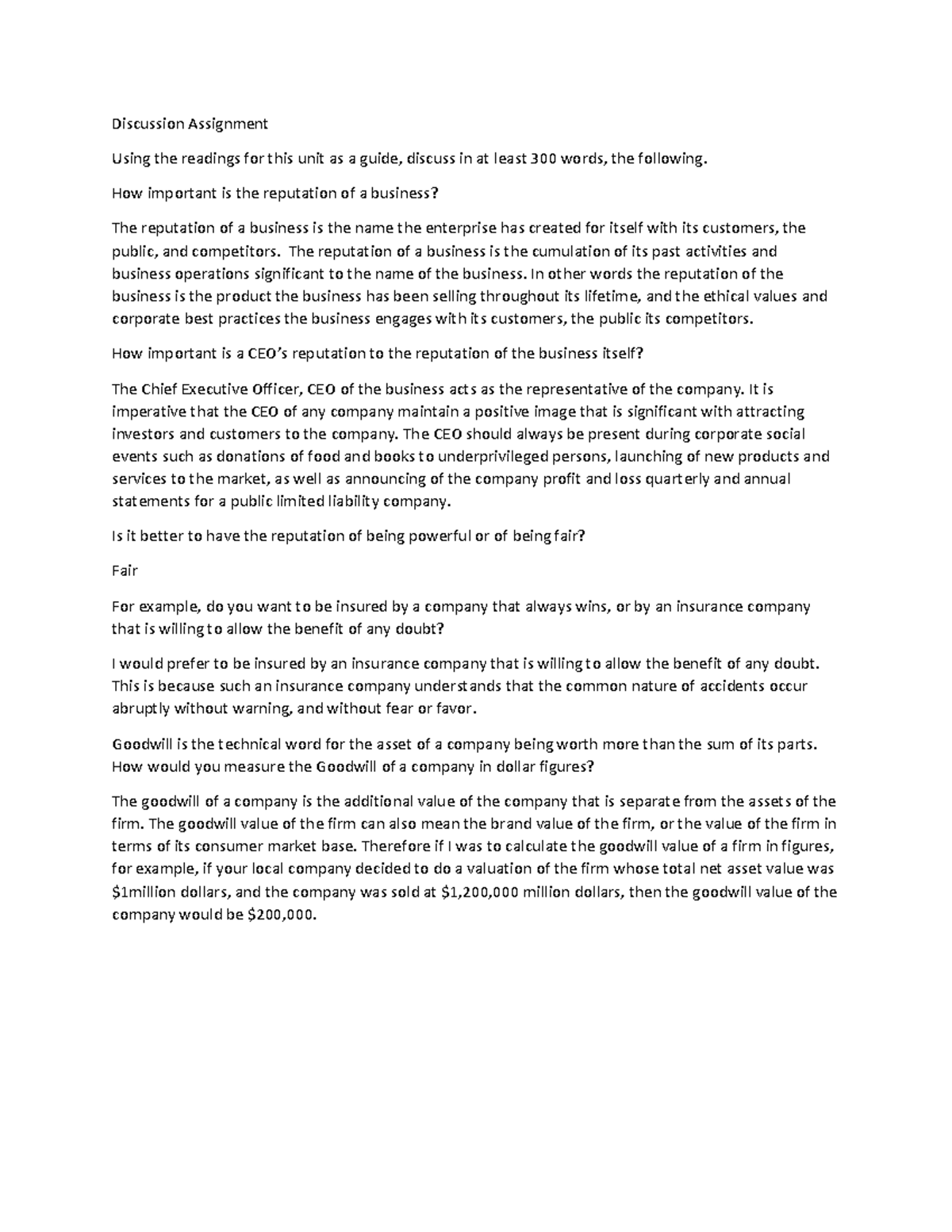 BUS 5115 Discussion Assignment Unit 7 Discussion Assignment Using the