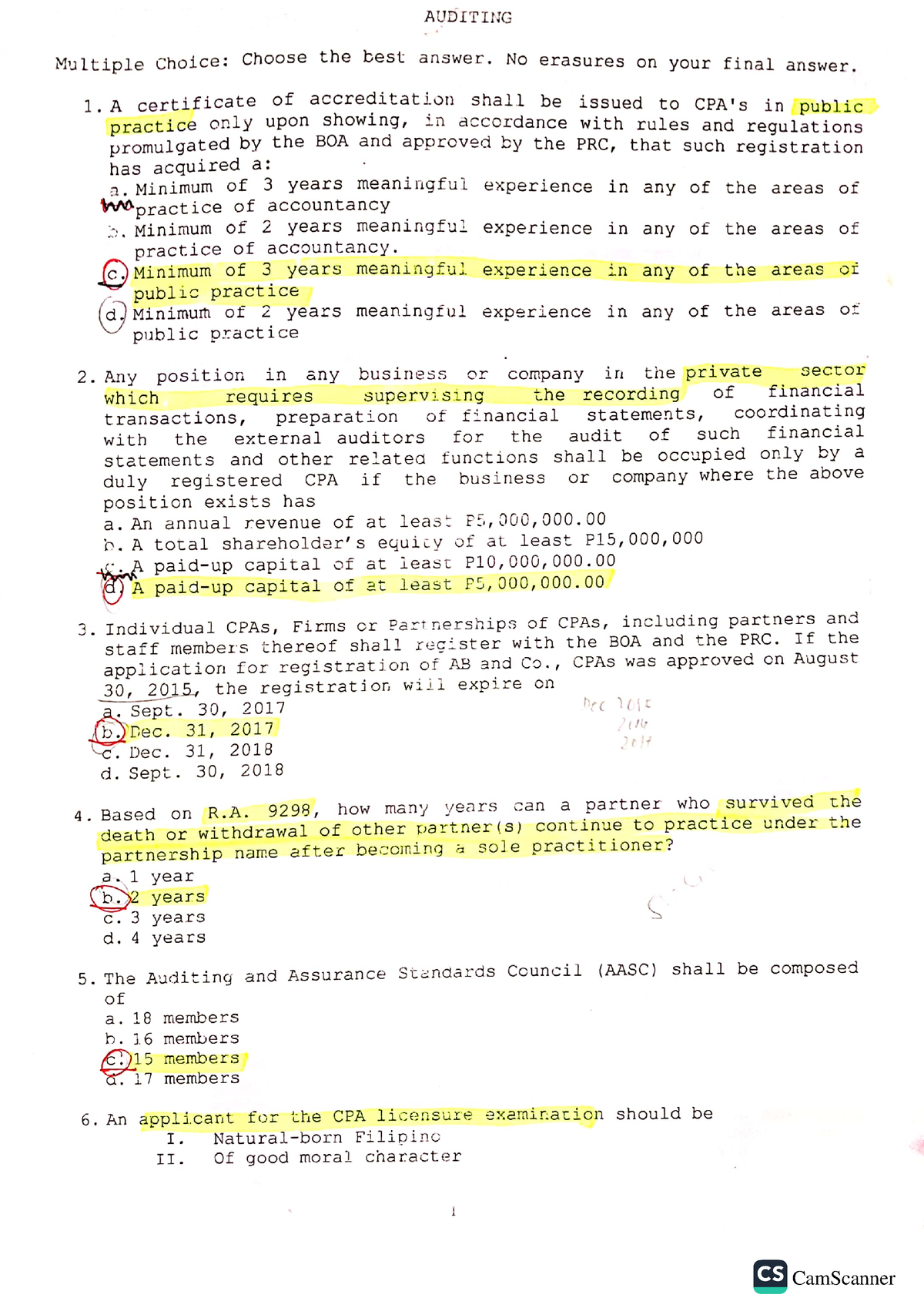 Auditing Part1 - Questions And Answers - Accountancy - Studocu