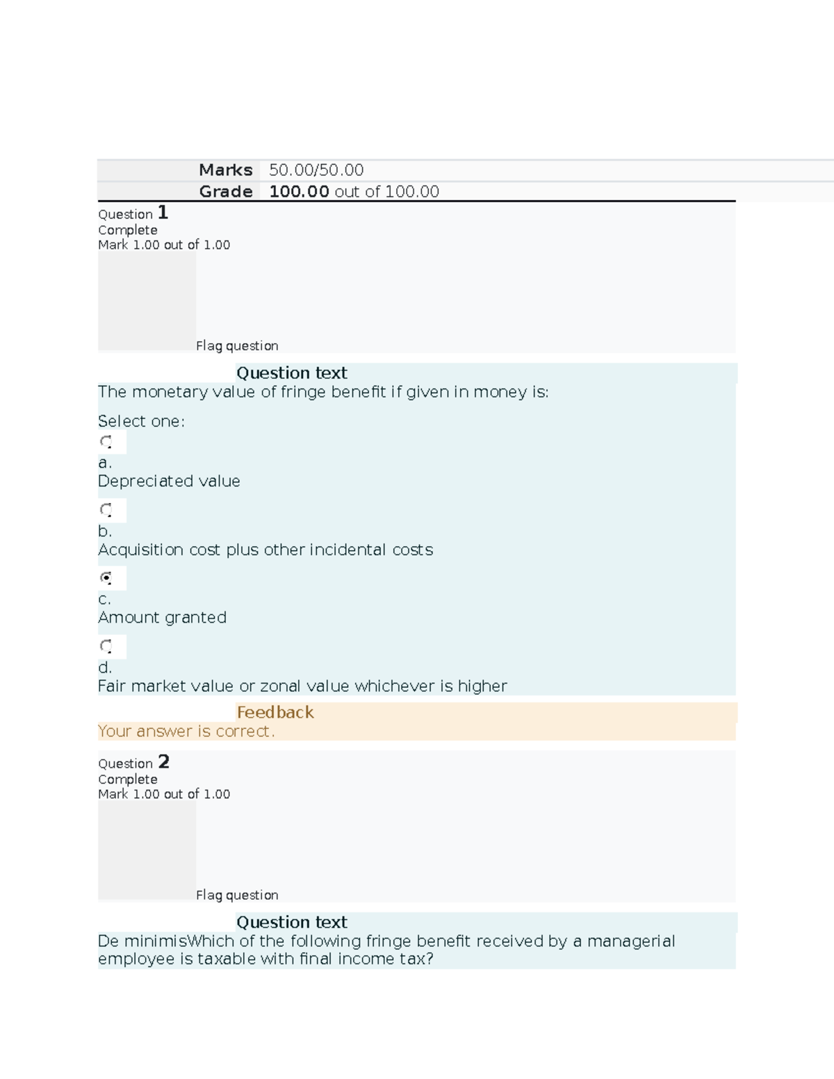 Midterm EXAM Income AND Taxation - Marks 50/50. Grade 100 Out Of 100 ...