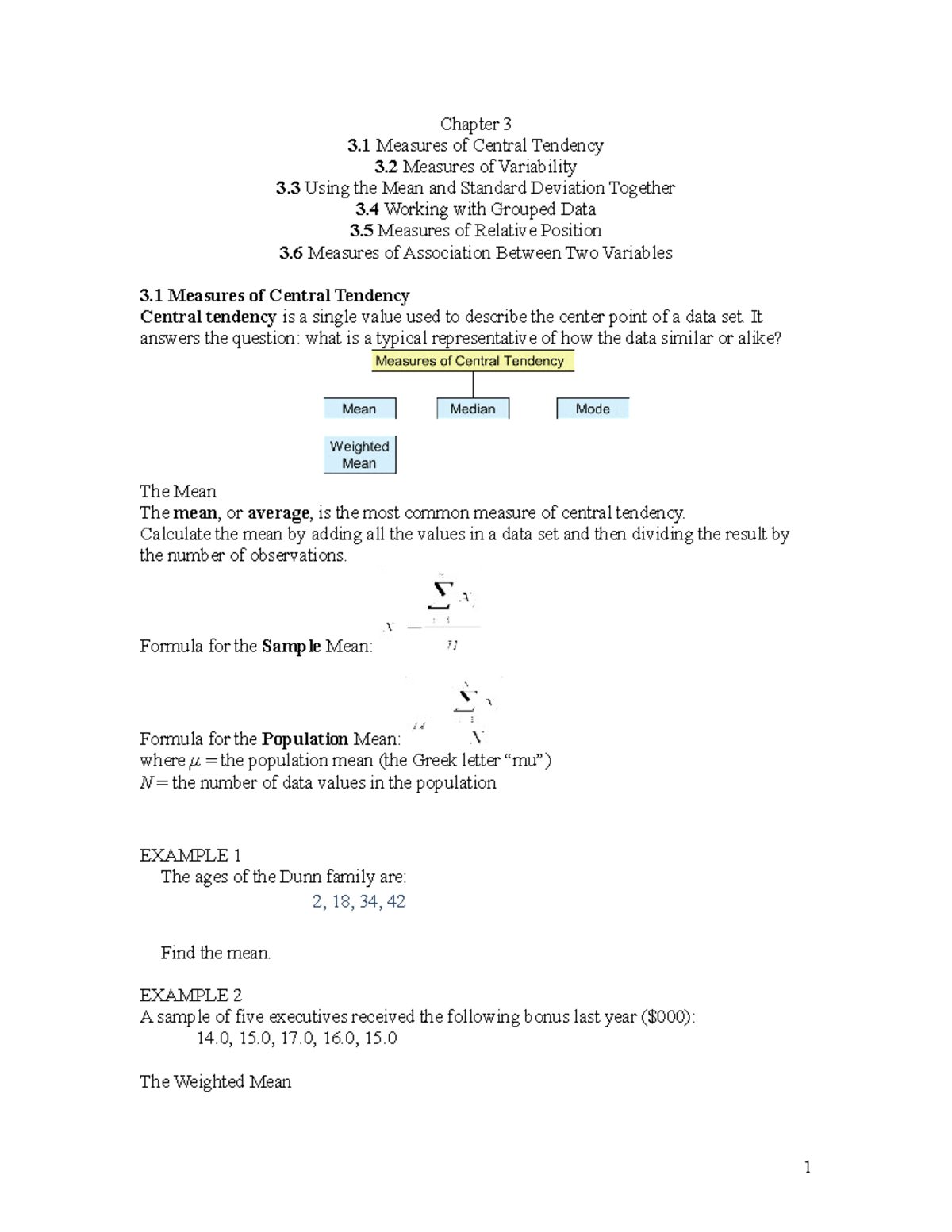 week 3 assignment measures of central tendency