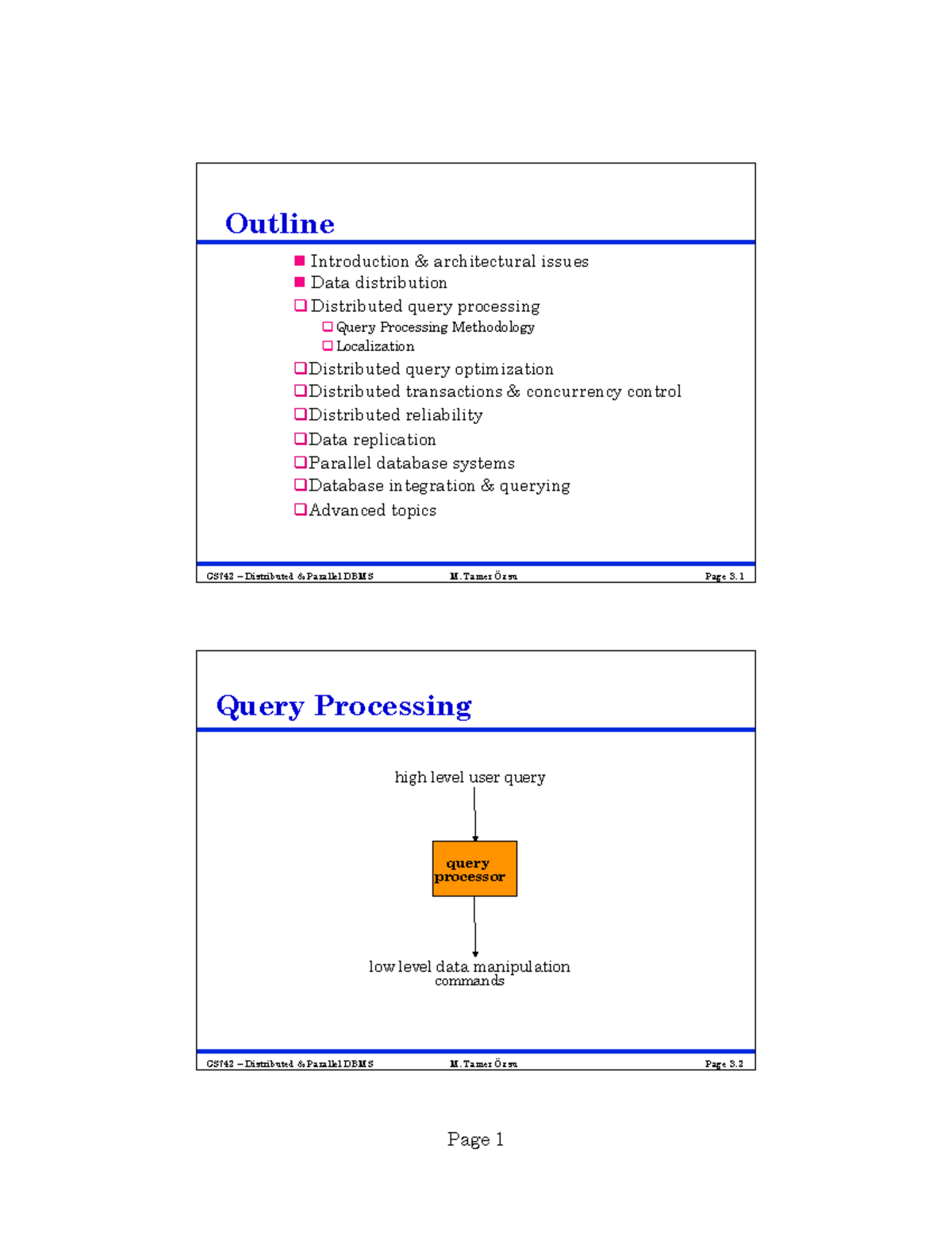 Query Processing in distributed database system - CS742 – Distributed ...