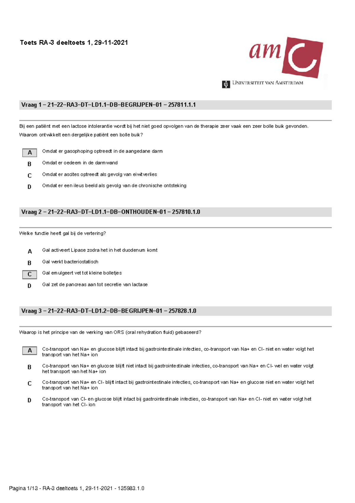 Ra3 Deeltoets - Toets RA-3 Deeltoets 1, 29-11- Vraag 1 − 21−22−RA3−DT− ...