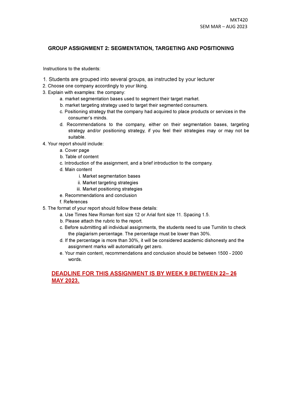 group assignment 2 segmentation targeting and positioning