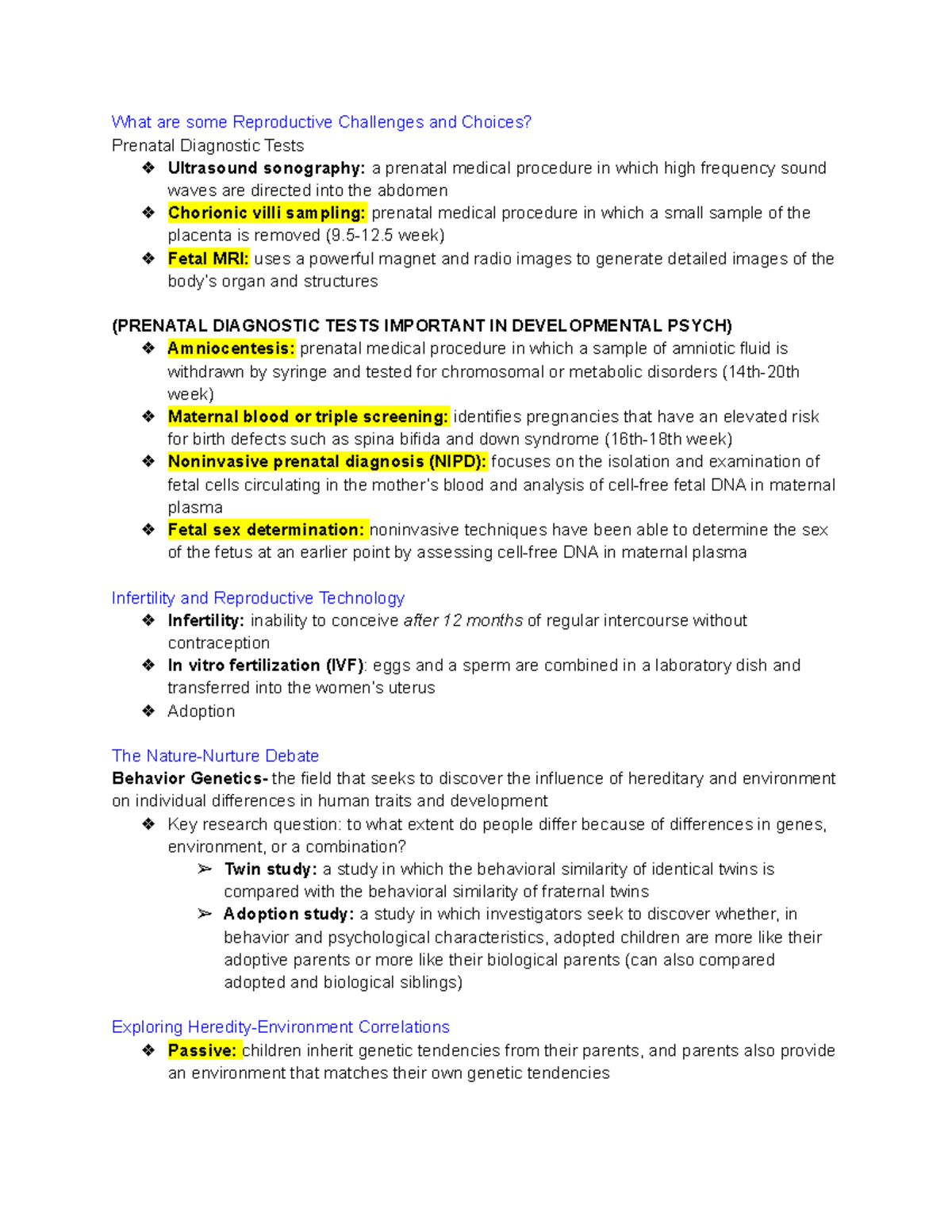 page 3- chapter 2 biological beginnings - What are some Reproductive ...