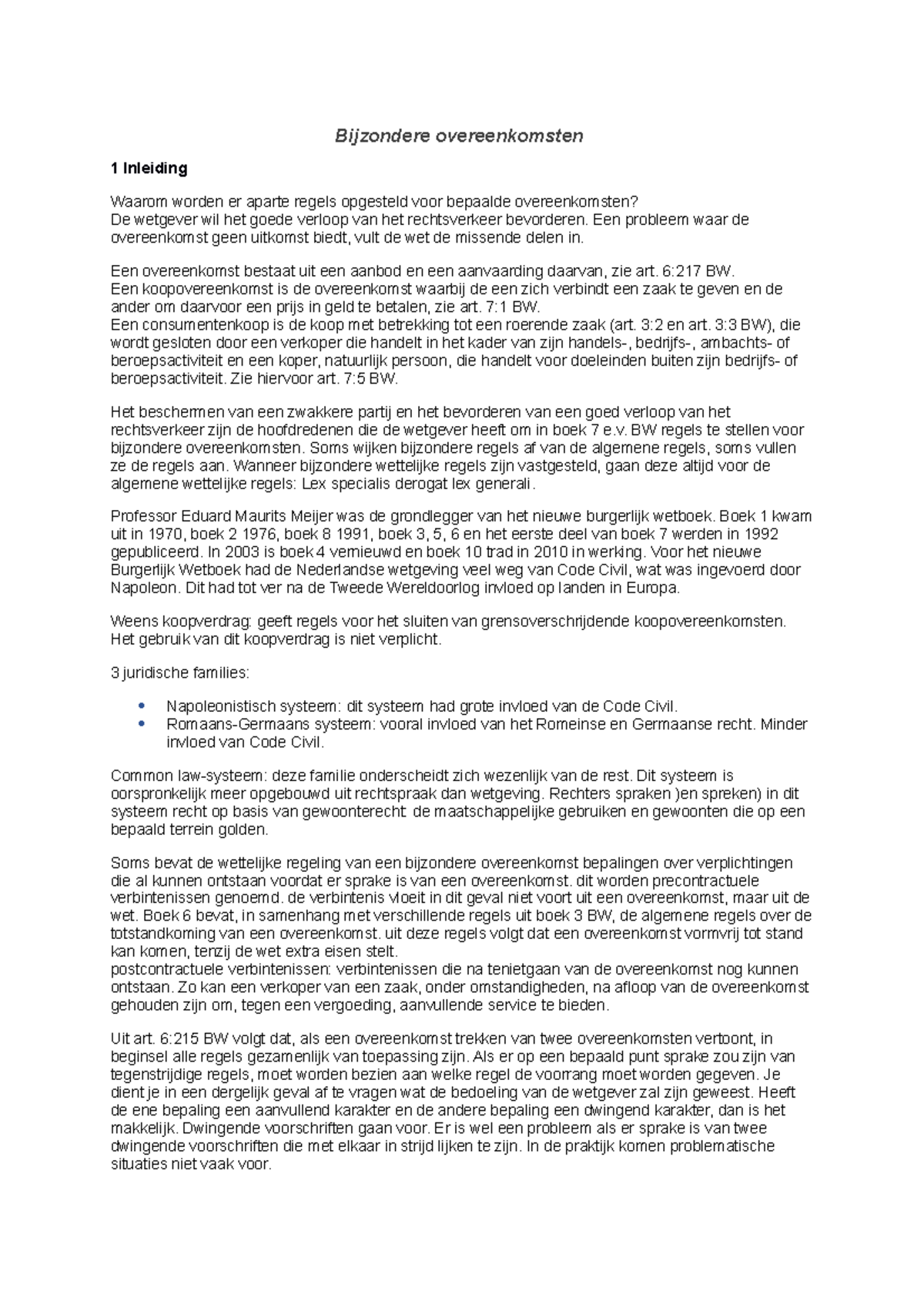 Bijzondere Overeenkomsten Samenvatting - Bijzondere Overeenkomsten 1 ...