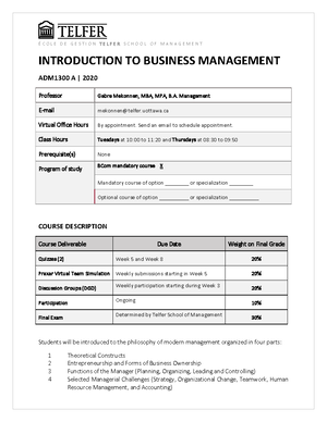 ADM 1100 X 1300 Notes From Textbook - ADM1300 - UOttawa - Studocu