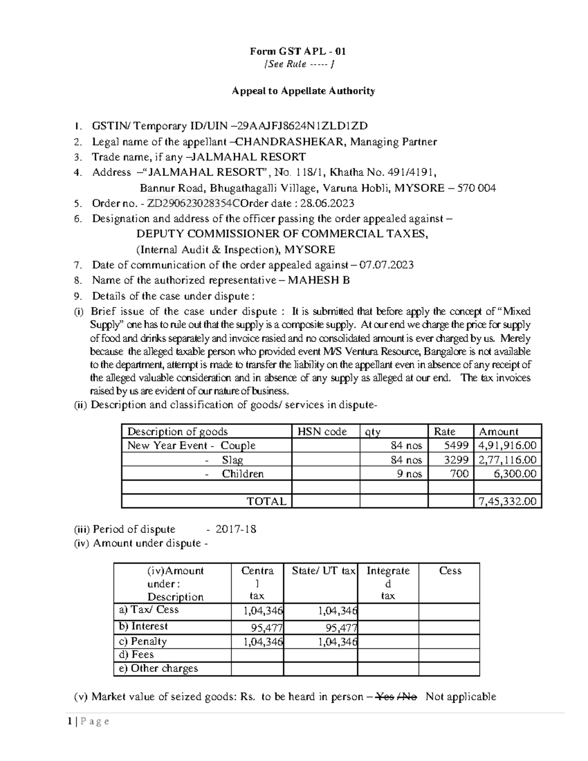 GST APL-01 - FOr the purpose of law exam - 1 | P a g e Form GST APL ...