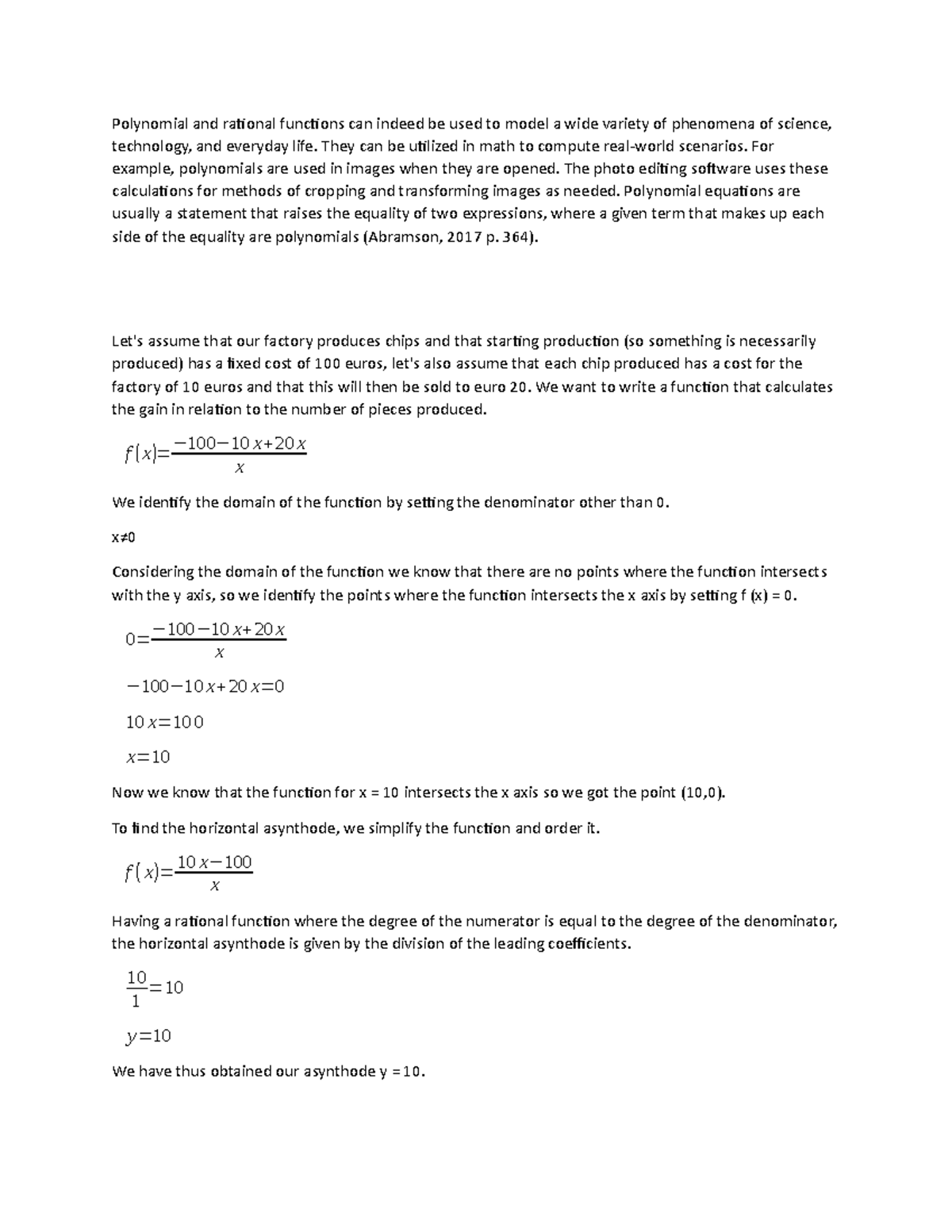 Discussion forum unit 3 - Polynomial and rational functions can indeed ...