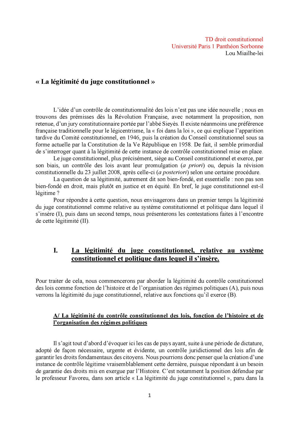 justice constitutionnelle dissertation juridique