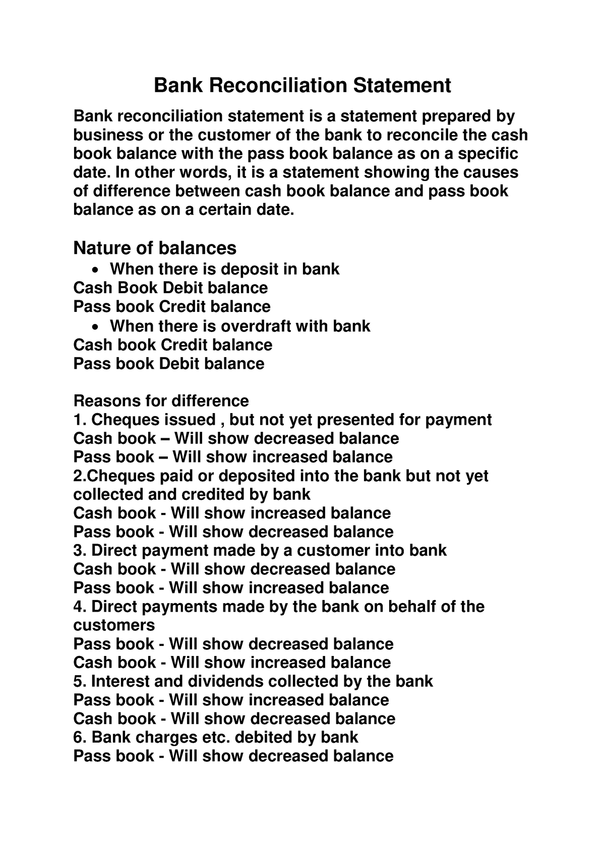 Bank Reconciliation Statement - In Other Words, It Is A Statement ...