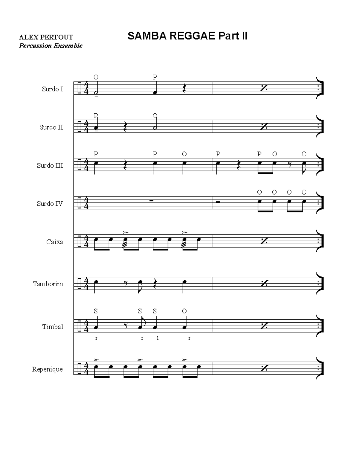 Samba Reggae Part2 - Ö Ö Ö Ö Ö Ö Ö Ö 44 44 44 44 44 44 44 44 ...