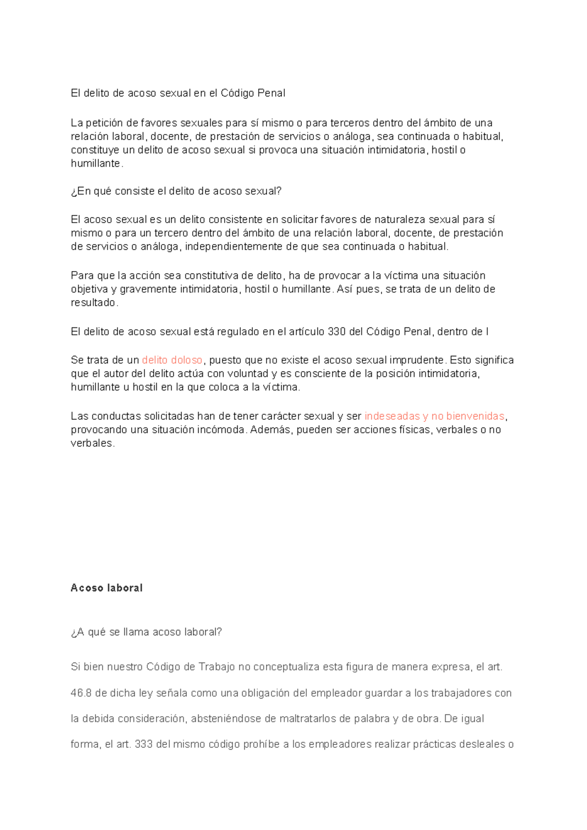 El delito de acoso sexual en el Código Penal - El delito de acoso ...